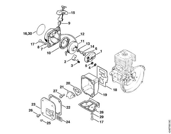 Dispositivo avviamento, silenziatore BT 106 BT 106 brand Stihl